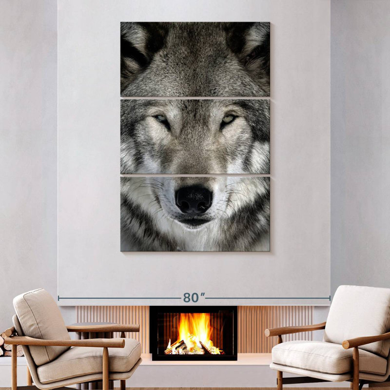 Brampt Gray Wolf Head, 74" H x 48" W