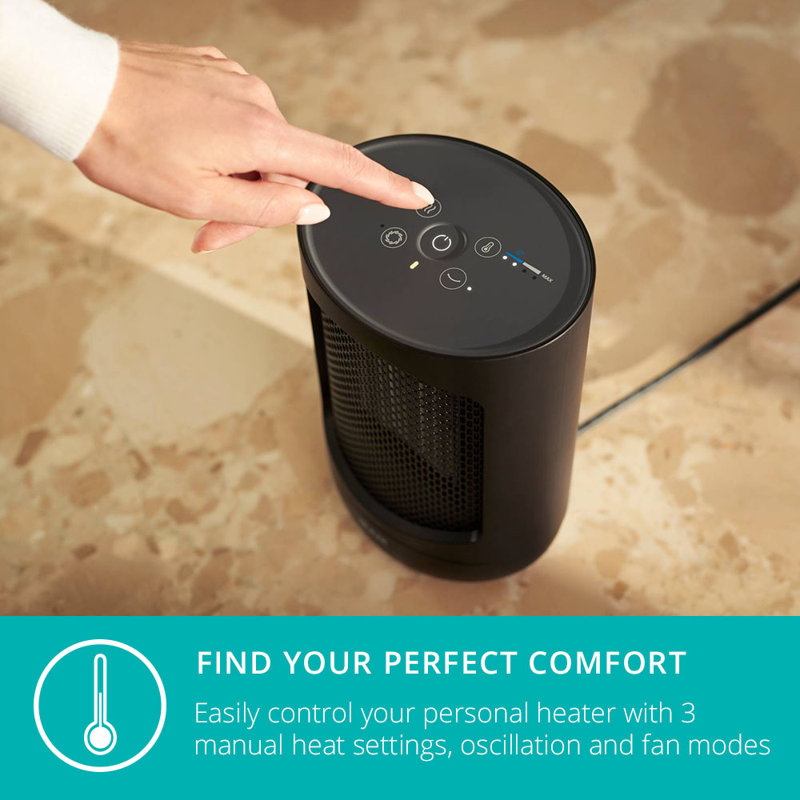 Duux 1500W 1 BTU Electric Compact Space Heater, Black