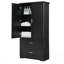 Grande armoire de rangement pour salle de bain avec tablette réglable, deux portes et tiroirs, panneau de fibres à densité moyenne pour l'espace organisé
