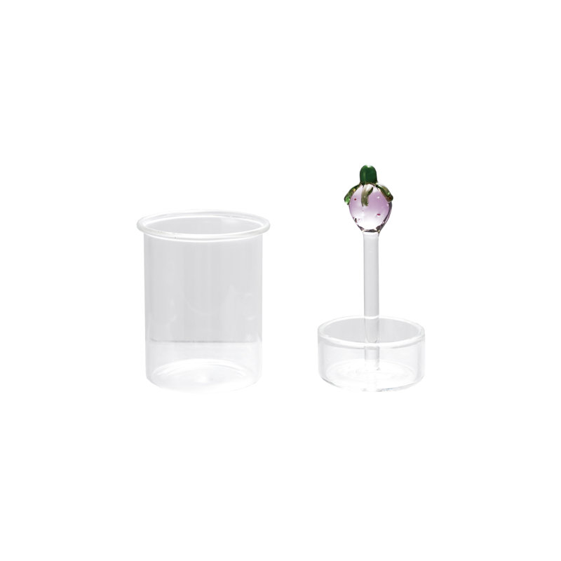 Porte-cure-dents en verre avec motif fraise