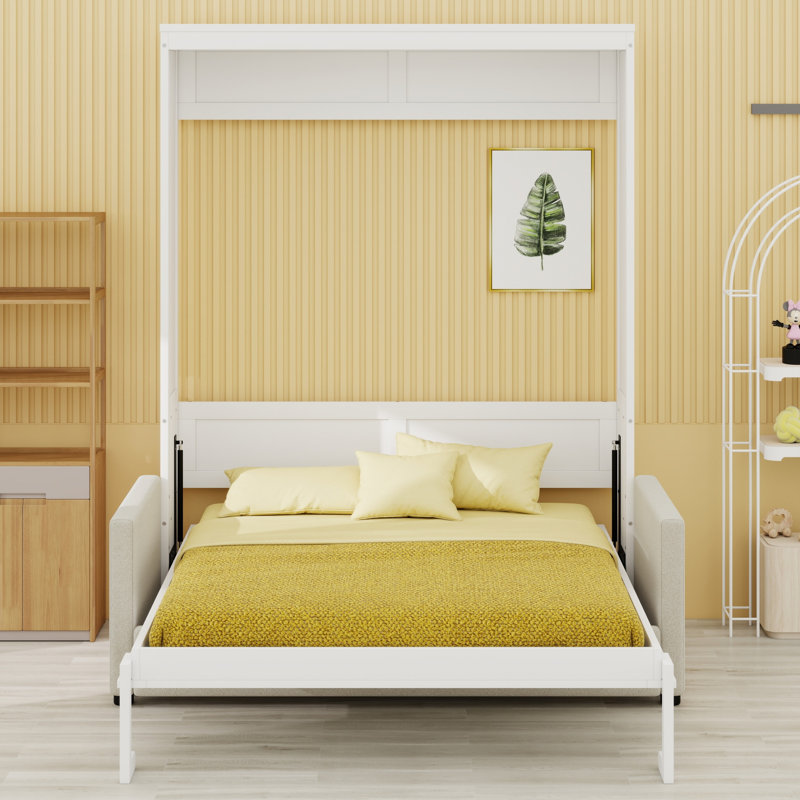 Lit escamotable peu encombrant, Lit double, Blanc