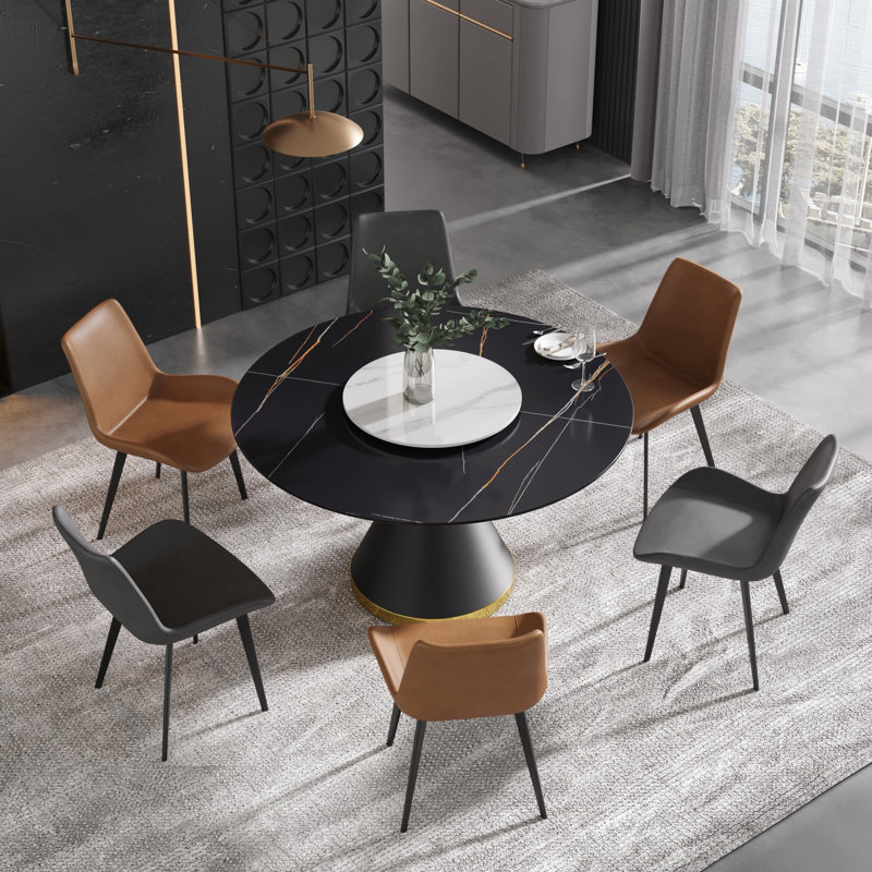 Table de salle à manger Ryding, H 29,5 po x L 53 po x l 53 po, Noir / blanc