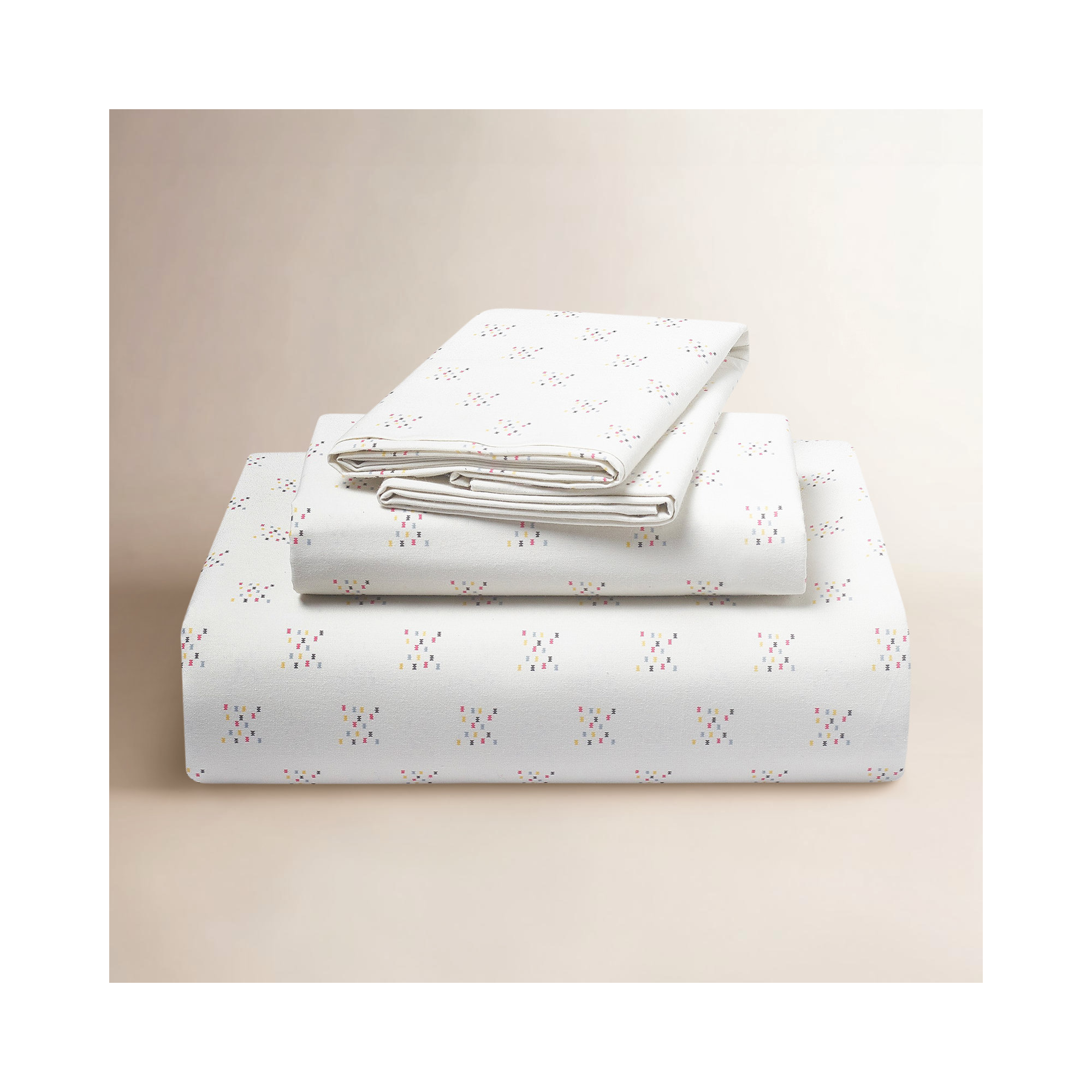 Yaren 100% Cotton Standard Sheet Set, Twin Fitted Sheet + Twin Flat Sheet + 1 Pillowcase