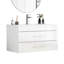 Meuble-lavabo mural blanc brillant de 36 pouces avec tiroirs doubles, système de fermeture en douceur, lavabo en céramique, poignée longue, installation facile,