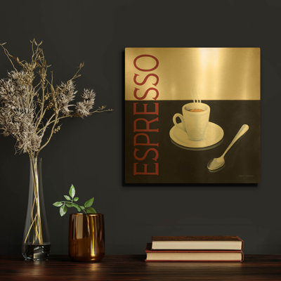  «Cafe Moderne 4» par Marco Fabiano, art mural en métal doré, 12 po x 12 po