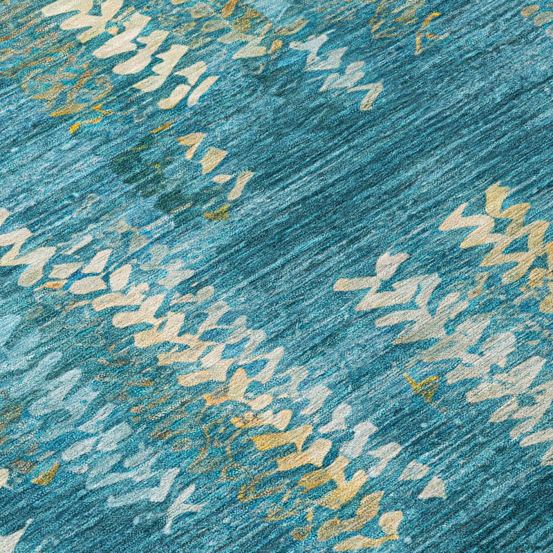 Machine Washable Indoor/Outdoor Chantille ACN2892 Striped Rug, 2'3" x 7'6" Runner, Teal