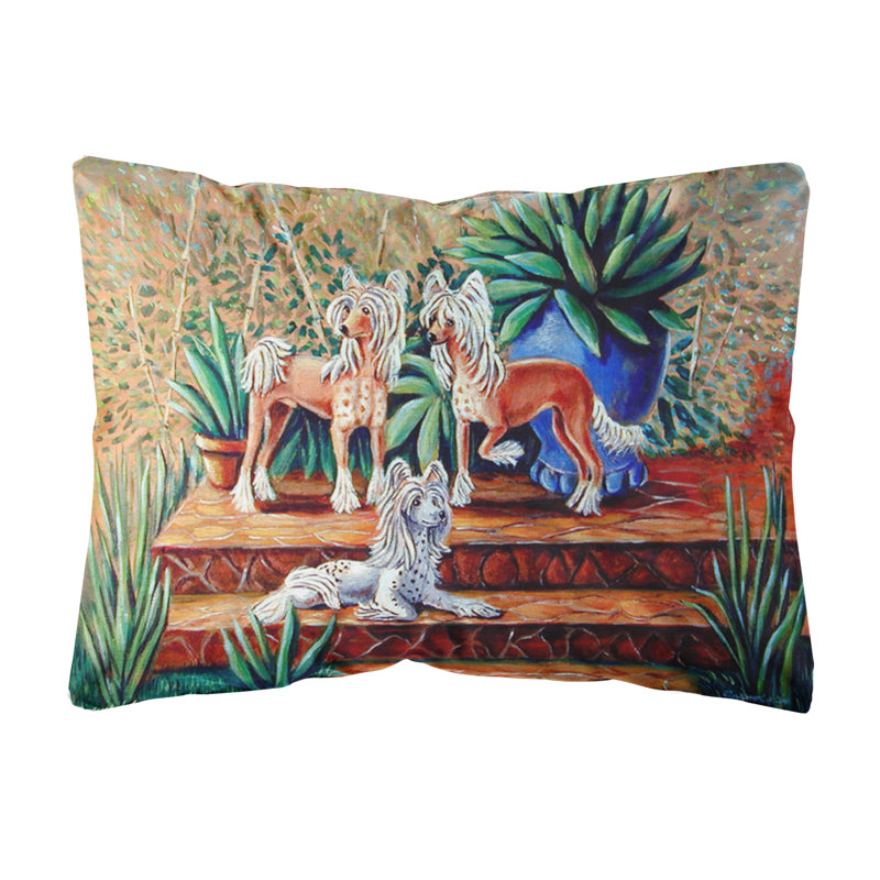 Chinese Crested Outdoor Reversible Throw Pillow