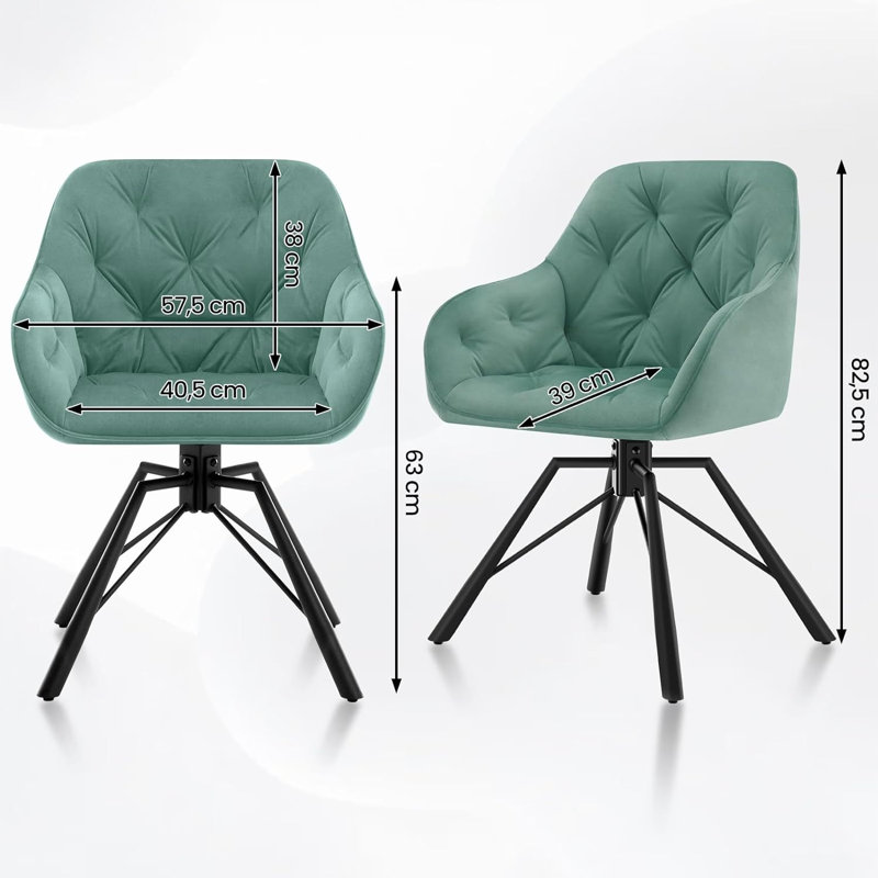 Wawaset 44.5 cm H Tufted Velvet Side Chair, Turquoise