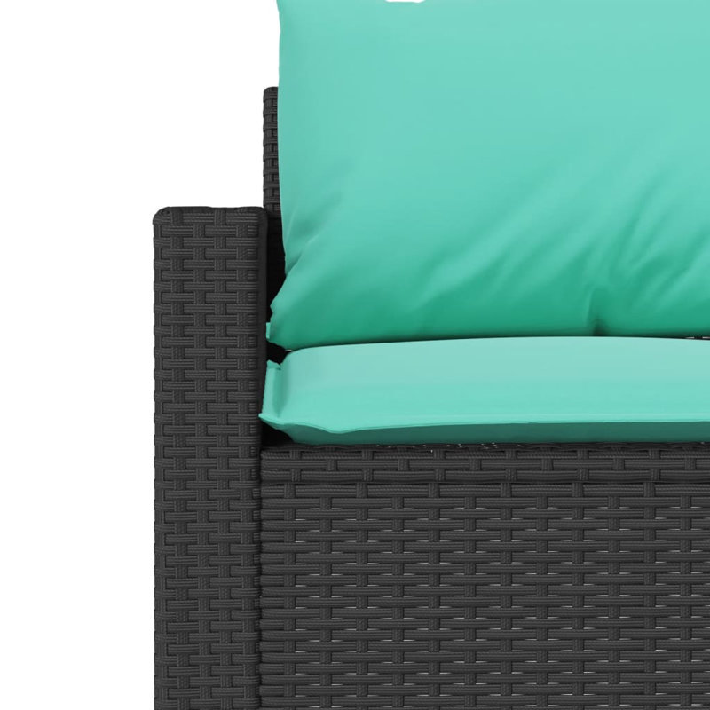 Canapé de patio en rotin 3 places Ebern Designs, Bleu, Noir