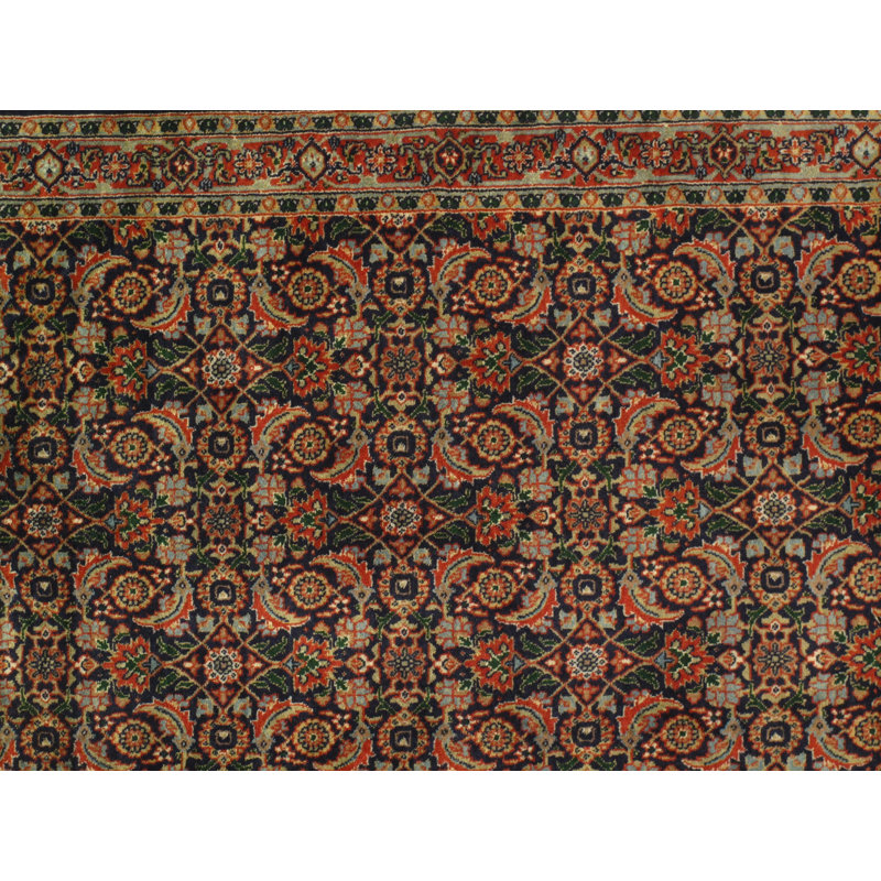 Lenell Cotton Oriental Area Rug in Navy Blue
