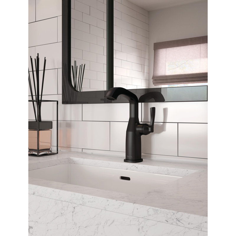 Single Handle Mid-Height Bathroom Faucet, Matte Black