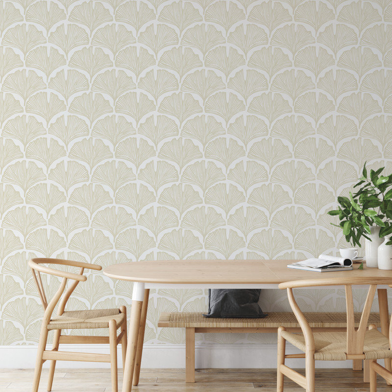 Feather Palm Self-Adhesive Wallpaper Roll, Waverly White Palm