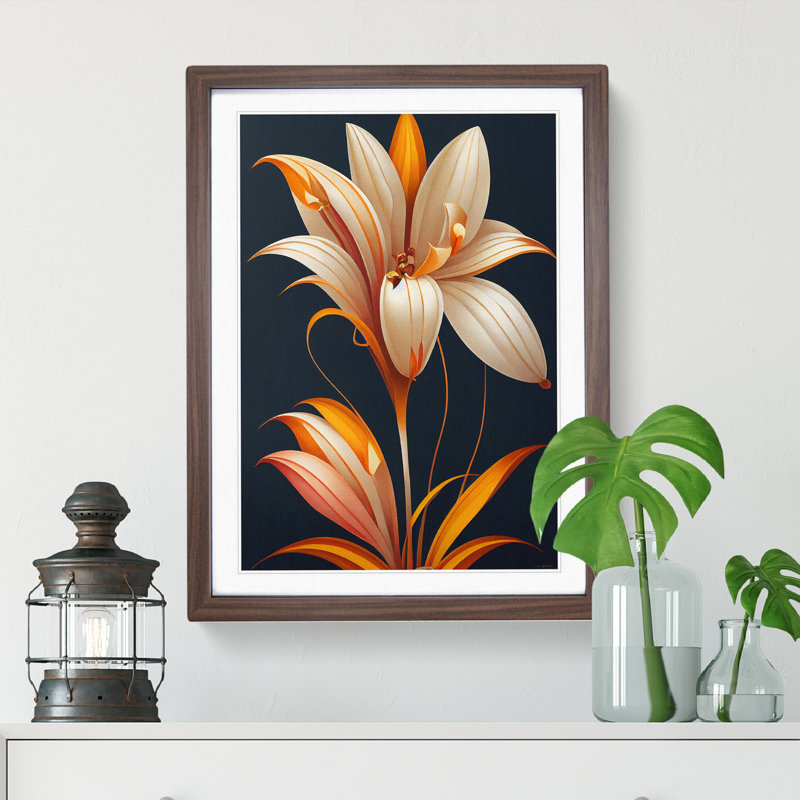 Unbeatable Flower - Wall Art, 36cm H x 27cm W, Walnut Picture Frame, White