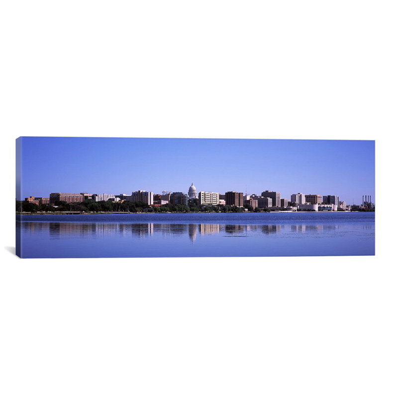 «Buildings at the Waterfront, Lake Monona, Madison, Dane County, Wisconsin», reproduction de photo sur toile, Toile tendue