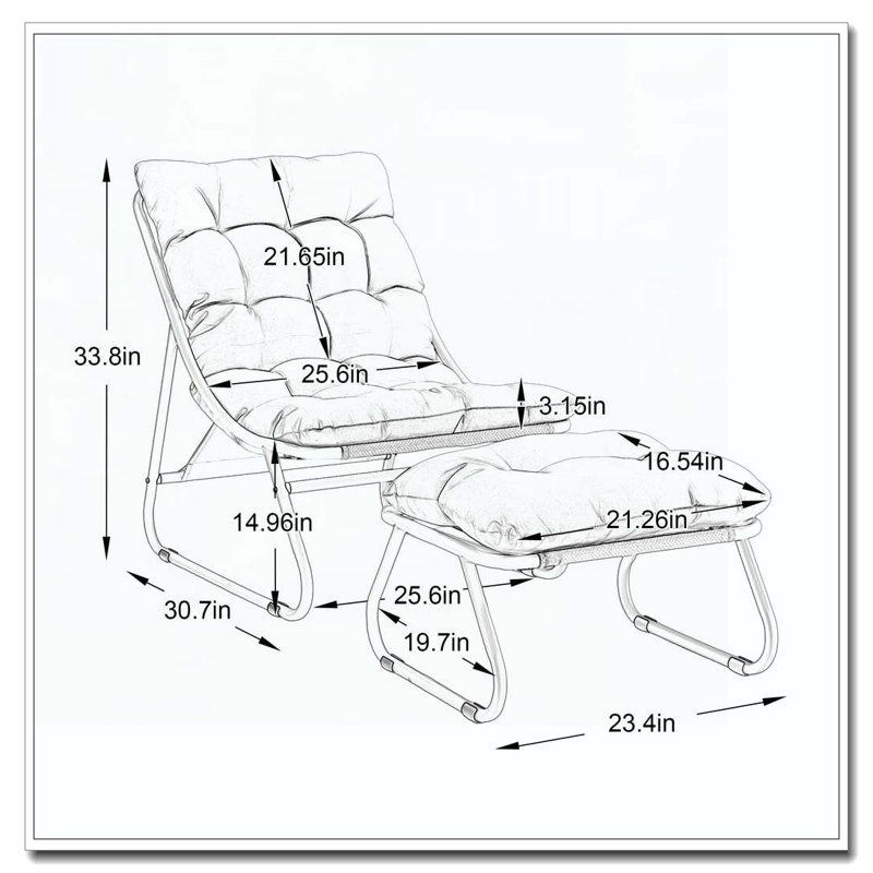Chaise longue d'extérieur avec repose-pieds pour patio, Vert clair