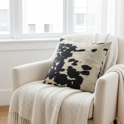 Coussin imprimé animal en cuir de vache