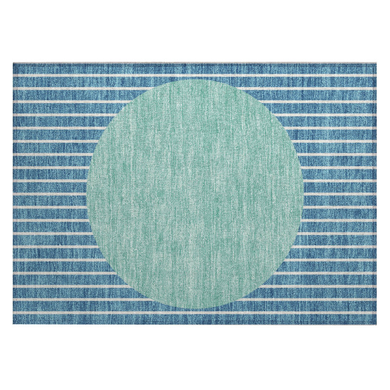 Machine Washable Indoor/Outdoor Chantille ACN994 Teal Area Rug, Rectangle 1'8" x 2'6"