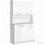 Armoire de cuisine 71 po, armoire de rangement haute avec support pour micro-ondes, huche de cuisine moderne avec comptoir, 6 portes, tiroir de rangement, 3 tablettes réglables Kitchen Pantry