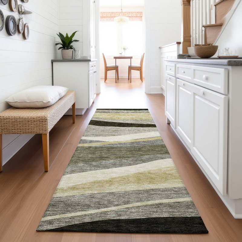 Premium Machine Washable Wayne AMF1098 Swirls Rug, Runner 2'3" x 7'6"