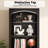 Book Shelf And Bookcases With Doors Floor Standing 6 Shelf Display Storage Shelves, 70.8" Tall Bookcase For Home Office, Living Room, Mid-Century Modern, Blcak-1096060847