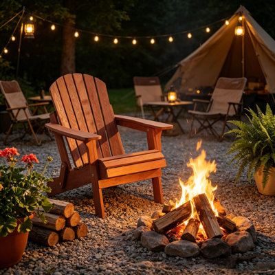Chaise Adirondack surdimensionnée en bois avec dossier et siège pré-assemblés pour patio, jardin, porche, terrasse, piscine, foyer, détente, pliable, 4 pièces