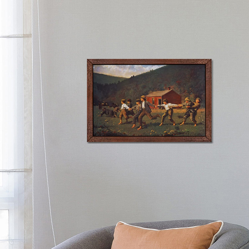 Snap The Whip (Butler Institute Of American Art) by Winslow Homer - 1 Piece Floater Frame Painting on Canvas, Brown