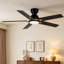 Ventilateur de plafond standard Bologna 52 po, noir mat, montage encastré, avec éclairage DEL à intensité variable, moteur CC et télécommande.-1168046651