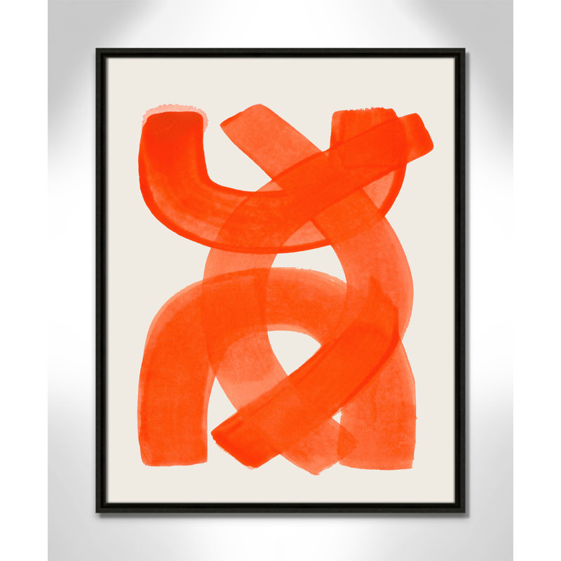 Orange Strokes Print by Haniff, Framed Canvas, 23.5'' W x 29.5'' H, Espresso Floater