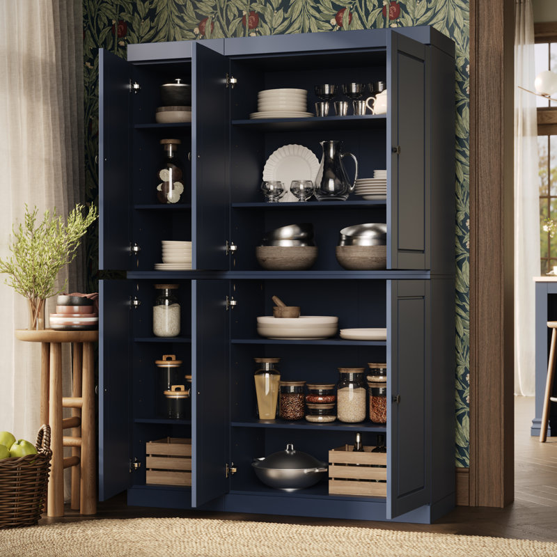 Nicu 100% Solid Wood Tall Kitchen Pantry Cabinet with Doors, Adjustable Shelves, Modular Kitchen Storage Cabinet, 48.5" W x 71.5" H