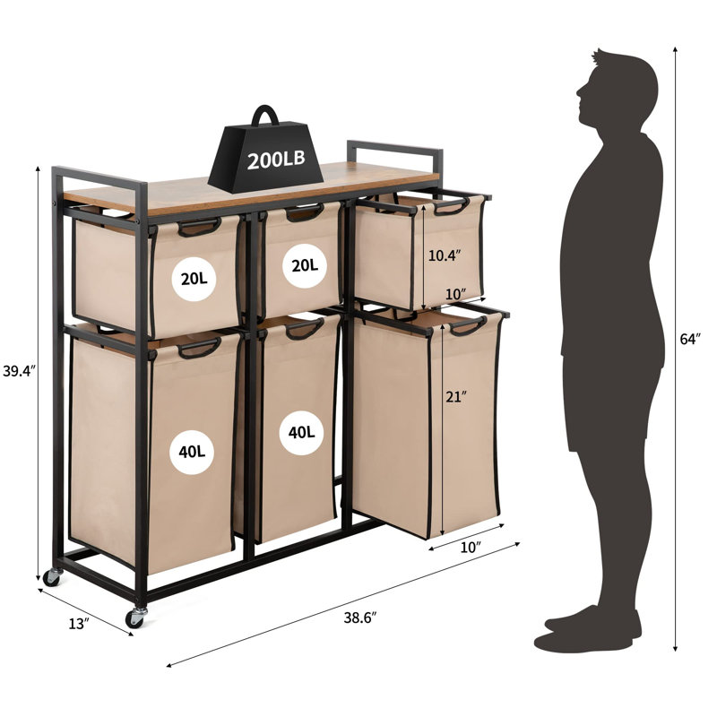 Rolling Laundry Hamper with Handles