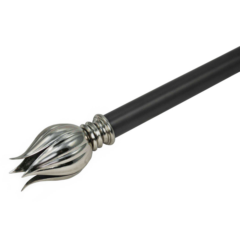 Kaphan Slate/Chrome Adjustable 1'' Single Curtain Rod, 72" - 144"