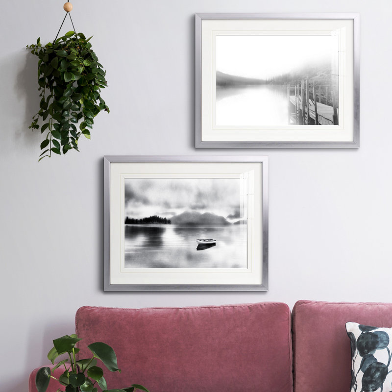 Reproduction de photo sur toile, Papier avec cadre argenté, Blanc mat