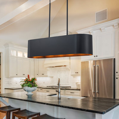 39" Modern 5-Light Dimmable Brass Oval Kitchen Island Chandelier