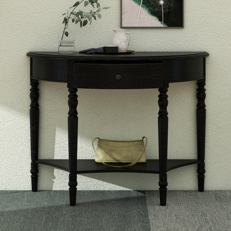 Petite table d'entrée avec console et tablette de rangement, Noir