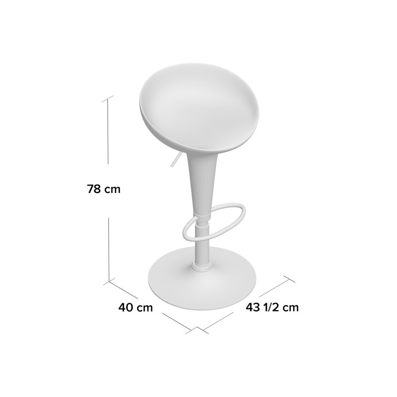 Huntington Swivel Adjustable Height Counter Stool with Metal Frame, Chrome/White