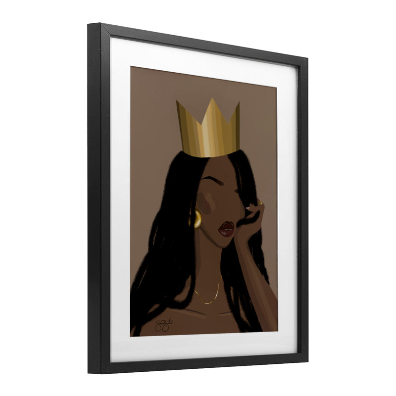 «Regal Crowned Woman», reproduction encadrée sous verre, conception de Sierra Siler, H 16 po x l 13 po, Cadre noir minuit