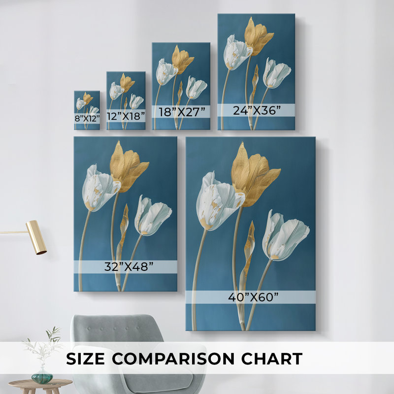 Floral Study Series XLIV - Ensemble de 3 toiles tendues avec châssis - Prêt à être accroché, H 48 po x l 32 po