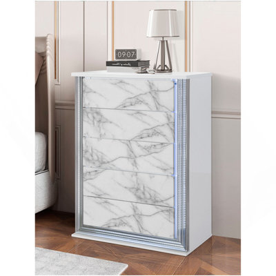 MOON WHITE MARBLE CHEST WITH LED
