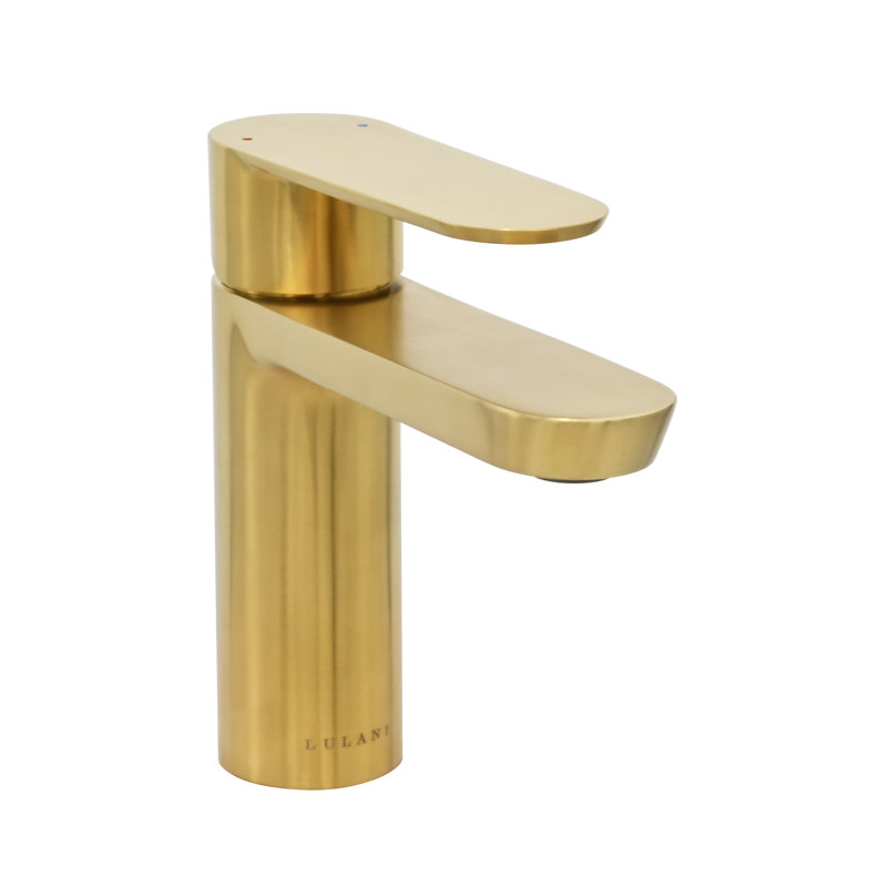 Lulani Yasawa Single Hole Bathroom Faucet with Drain Assembly, Brushed Gold
