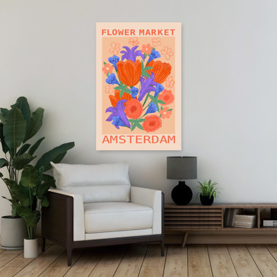 «Amsterdam Flower Market», art floral abstrait et audacieux, ville de tulipes colorées