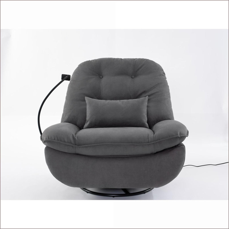 Fauteuils inclinables | Fauteuil oscillant électrique pivotant avec USB, Bluetooth, multifonction | Tissu gris anthracite