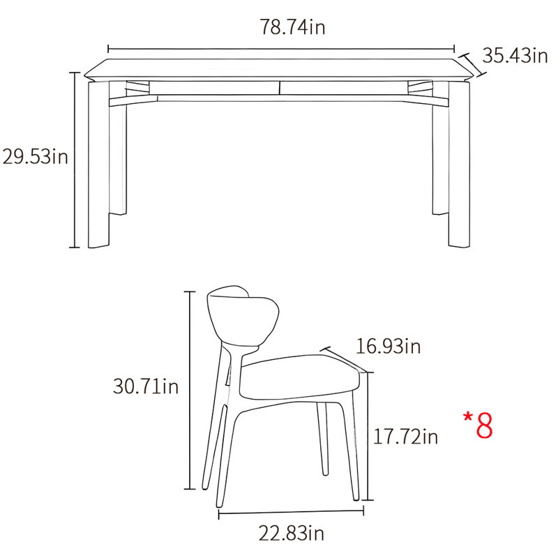 Ensemble de table de salle à manger rectangulaire de style français de luxe