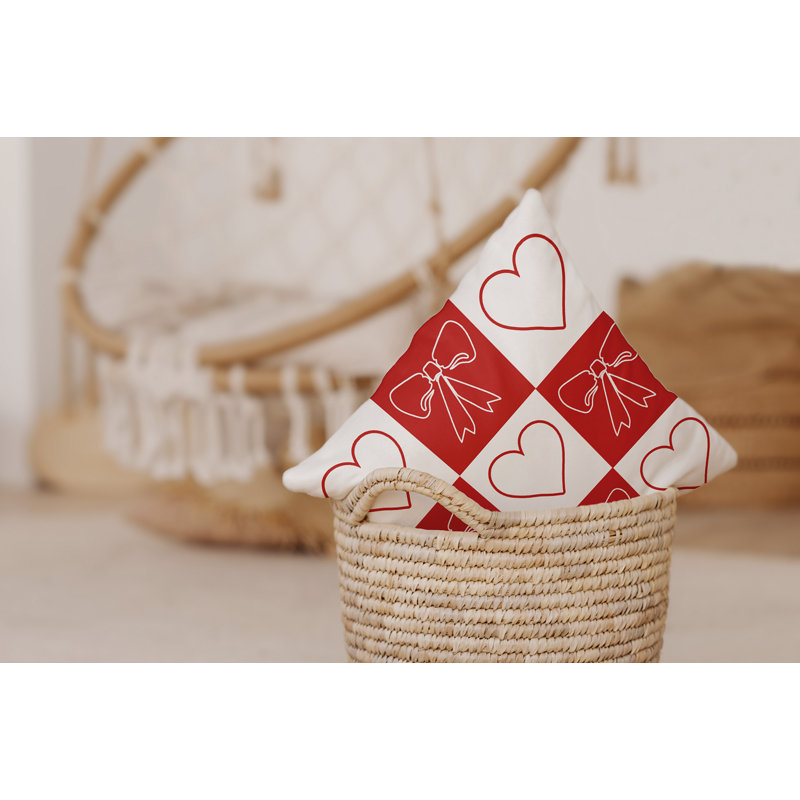Coussin Sweet Bows and Hearts, 18 po x 18 po, Blanc