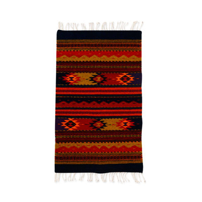 Wool Abstract Area Rug in Red/Black
