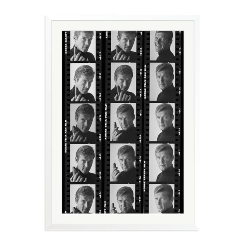 Roger Moore Contact Sheet, White, 38" H x 27" W