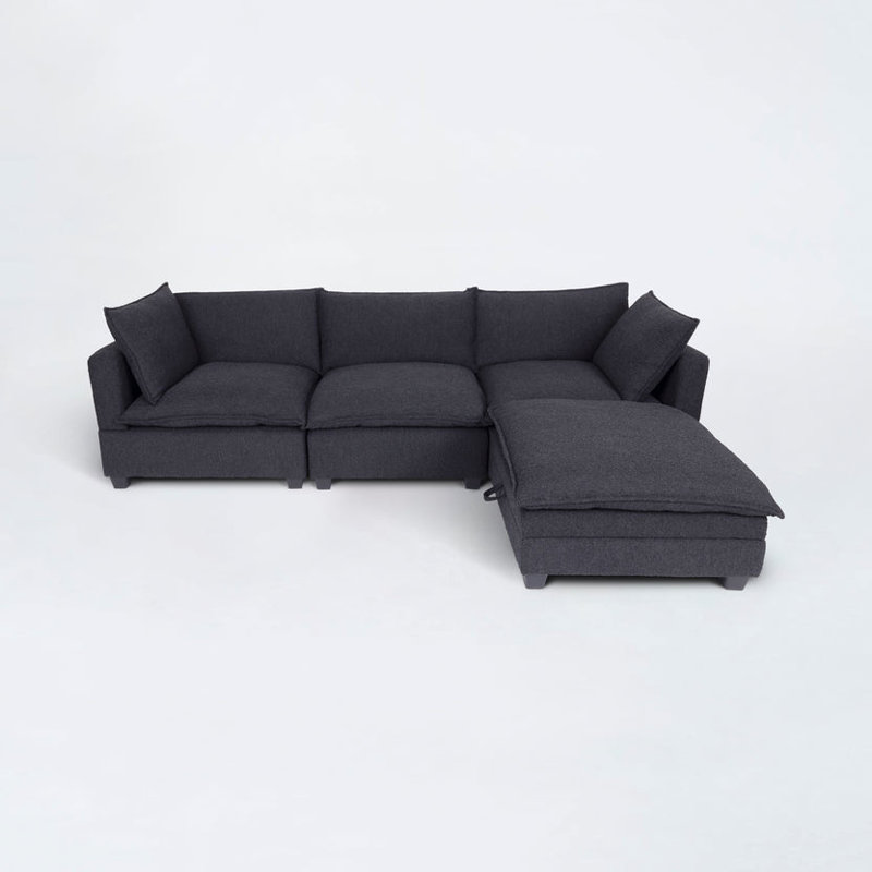 Doraly Modular 4-piece Sectional, Black Polyester