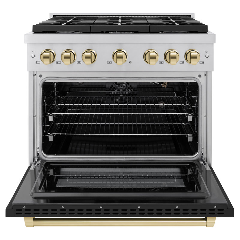 ZLINE Autograph 36" Paramount Dual Fuel DuraSnow® Range w/ Black & Bronze Accents (SDRSZ-BLM-36-CB)