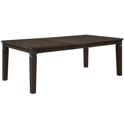 Rectangular Dining Table, Dark Finish, Classic Style, Seats 6, Removable Leaf Style