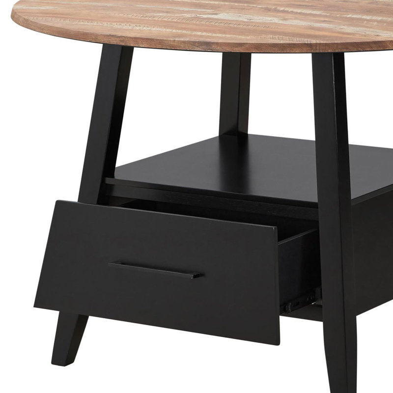 Table ronde à hauteur de comptoir Savar en brun et noir