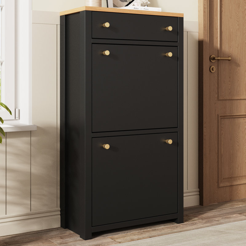 8 Pair Shoe Storage Cabinet, Black